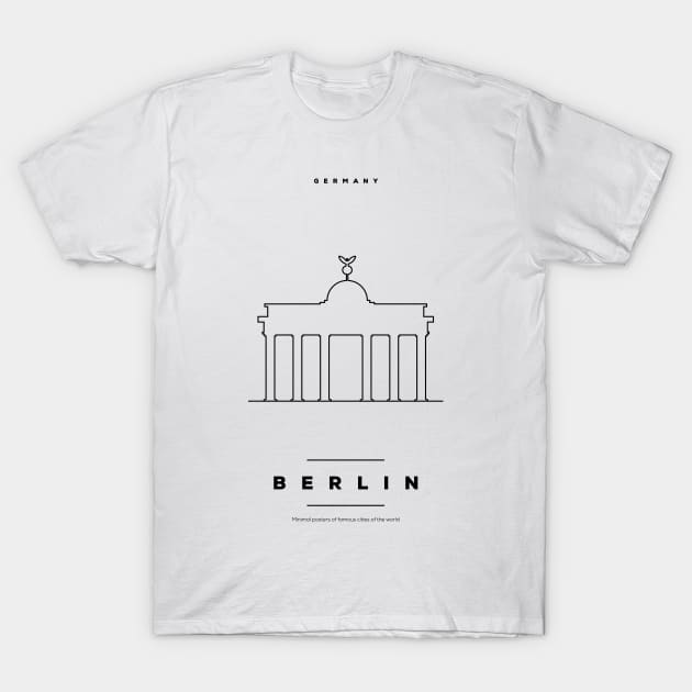 Berlin Minimal Black Line Design T-Shirt by kursatunsal